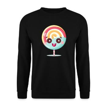 Niedliches Lolli-Charme Motiv - Unisex Pullover - Schwarz - Vorne - Alina (178cm) & Michal (187cm)