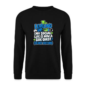 Faire monter de niveau ma vie sociale, joueur - Sweat-shirt Unisexe - noir - Devant - Alina (178cm) & Michal (187cm)