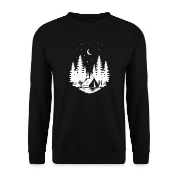 Nachtwald Camping Silhouette - Unisex Pullover - Schwarz - Vorne - Alina (178cm) & Michal (187cm)