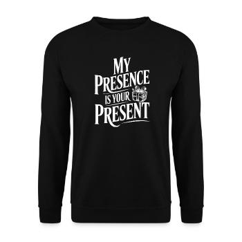 Ma présence est ton cadeau - Sweat-shirt Unisexe - noir - Devant - Alina (178cm) & Michal (187cm)