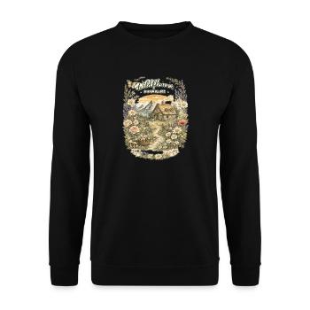 Landhaus und Wildblumen - Unisex Pullover - Schwarz - Vorne - Alina (178cm) & Michal (187cm)