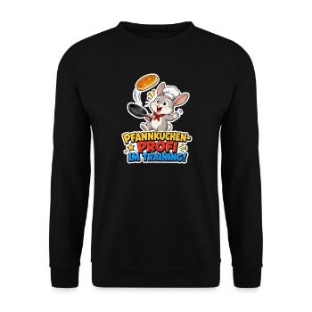 Hase Pfannkuchen Profi im Training Kinder Koch - Unisex Pullover - Schwarz - Vorne - Alina (178cm) & Michal (187cm)