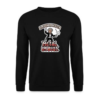 Klassik im Herzen Metal im Blut Dirigent Geschenk - Unisex Pullover - Schwarz - Vorne - Alina (178cm) & Michal (187cm)