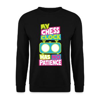Schachuhr – My Chess Clock Has No Patience - Unisex Pullover - Schwarz - Vorne - Alina (178cm) & Michal (187cm)