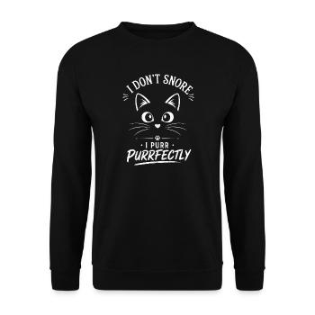 I Dont Snore I Purr Purrfectly Katzen - Unisex Pullover - Schwarz - Vorne - Alina (178cm) & Michal (187cm)