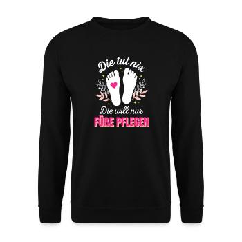 Füße Pflegen - Fußpflege Podologin Pediküre - Unisex Pullover - Schwarz - Vorne - Alina (178cm) & Michal (187cm)