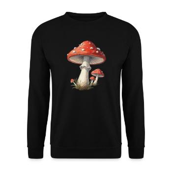 Fliegenpilz Geschenk Pilzsammler Mushroom Hunter  - Unisex Pullover - Schwarz - Vorne - Alina (178cm) & Michal (187cm)