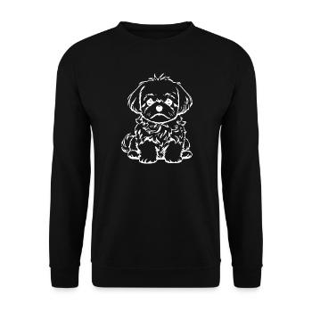 niedlicher_malteser_Hund_weiss_T-shirt_Geschenk - Unisex Pullover - Schwarz - Vorne - Alina (178cm) & Michal (187cm)