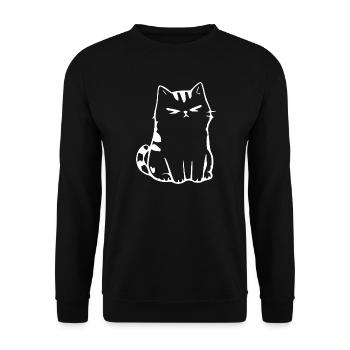 Lustige Katze Minimalistisches Katzen Geschenk  - Unisex Pullover - Schwarz - Vorne - Alina (178cm) & Michal (187cm)