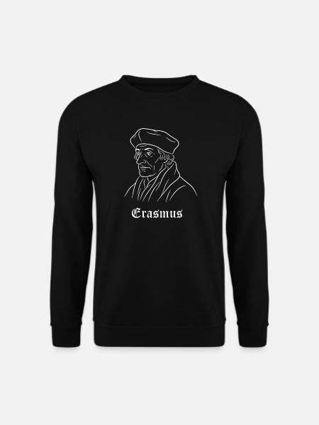 Porträt von Desiderius Erasmus - Unisex Pullover - Schwarz