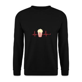 Popcorn Bucket Heartbeat Ecg Maize Cinema Film - Unisex Sweatshirt - black - Front - Alina (178cm) & Michal (187cm)