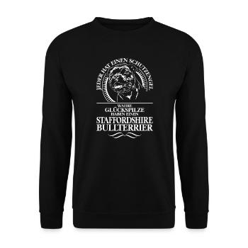 STAFFORDSHIRE BULLTERRIER Schutzengel WILSIGNS - Unisex Pullover - Schwarz - Vorne - Alina (178cm) & Michal (187cm)