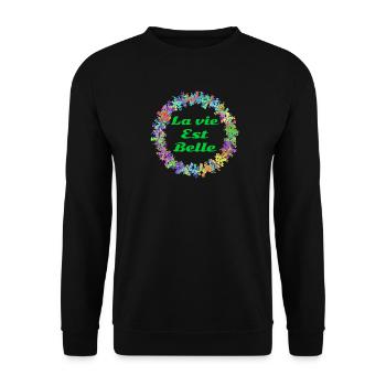 La vie est belle! - Sweat-shirt Unisexe - noir - Devant - Alina (178cm) & Michal (187cm)