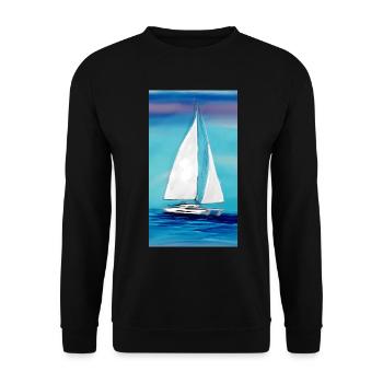 Sailors love the catamaran Catamaran Waves Wind - Unisex Sweatshirt - black - Front - Alina (178cm) & Michal (187cm)