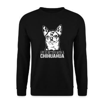 La vie de Chihuahua est meilleure Chiens Wilsigns - Sweat-shirt Unisexe - noir - Devant - Alina (178cm) & Michal (187cm)