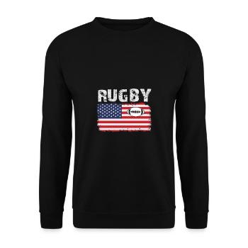 Vintage American Rugby Shirt - Unisex Pullover - Schwarz - Vorne - Alina (178cm) & Michal (187cm)
