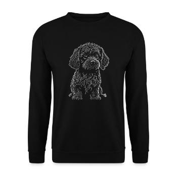Cute pup white line artwork - Unisex Sweatshirt - black - Front - Alina (178cm) & Michal (187cm)