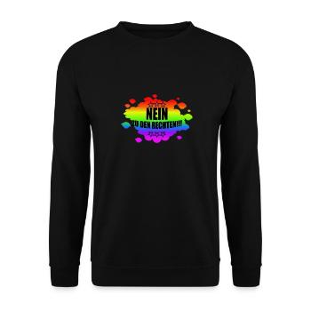 AfD stoppen gegen rechts Demokratie verteidigen - Unisex Pullover - Schwarz - Vorne - Alina (178cm) & Michal (187cm)