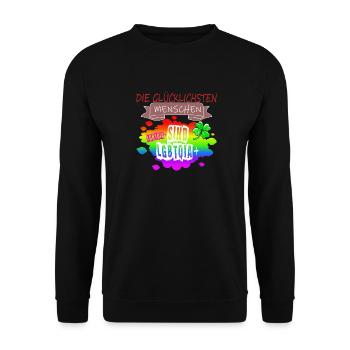 LGBTQ Trans Homosexuell Lesbisch Ehe für alle Bi - Unisex Pullover - Schwarz - Vorne - Alina (178cm) & Michal (187cm)