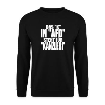 AfD stoppen gegen rechts Demokratie Vielfalt links - Unisex Pullover - Schwarz - Vorne - Alina (178cm) & Michal (187cm)