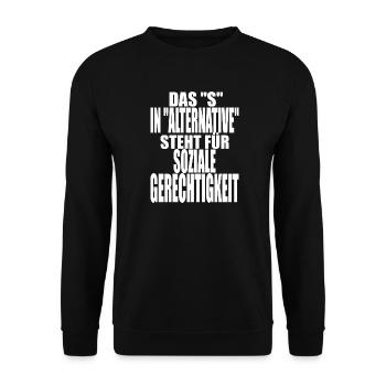 AfD stoppen gegen rechts Demokratie Vielfalt links - Unisex Pullover - Schwarz - Vorne - Alina (178cm) & Michal (187cm)