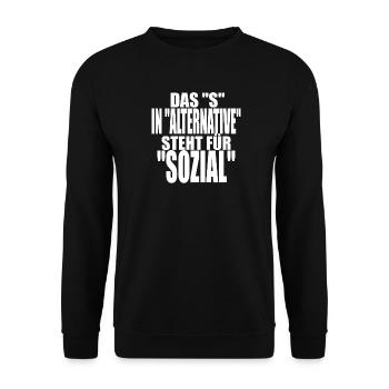AfD stoppen gegen rechts Demokratie Vielfalt links - Unisex Pullover - Schwarz - Vorne - Alina (178cm) & Michal (187cm)