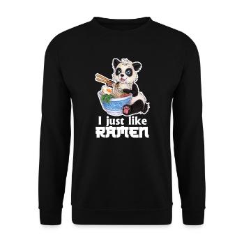 Niedlicher Großer Panda mit Ramen Nudeln Geschenk - Unisex Pullover - Schwarz - Vorne - Alina (178cm) & Michal (187cm)