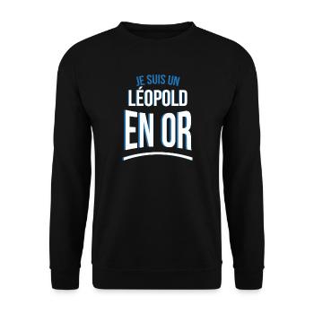 je suis un Léopold en or cadeau idée humour - Sweat-shirt Unisexe - noir - Devant - Alina (178cm) & Michal (187cm)