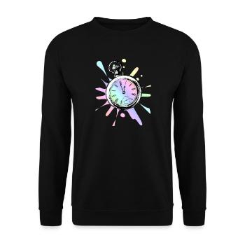 Horloge - idée colorée / cadeau - Sweat-shirt Unisexe - noir - Devant - Alina (178cm) & Michal (187cm)