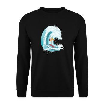 RIDE THE WAVE! - Unisex Sweatshirt - black - Front - Alina (178cm) & Michal (187cm)