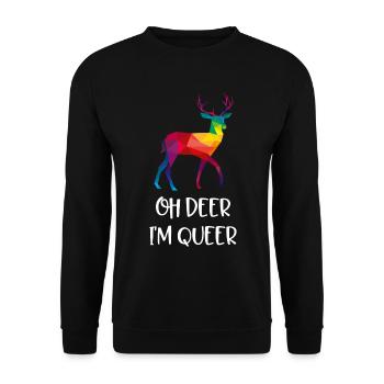 DEER deer queer LGBTQ funny gift idea - Unisex Sweatshirt - black - Front - Alina (178cm) & Michal (187cm)