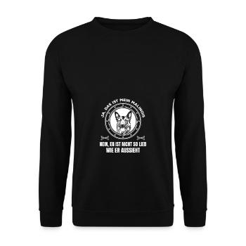 Ja das ist mein Malinois - Unisex Pullover - Schwarz - Vorne - Alina (178cm) & Michal (187cm)