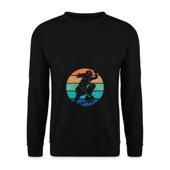 Retro Vintage Skateboard Girl - Unisex Sweatshirt - black - Front - Alina (178cm) & Michal (187cm)