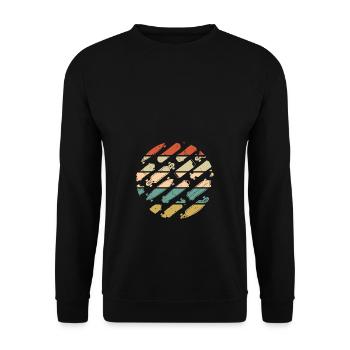 Typen von Skateboards Retro - Unisex Pullover - Schwarz - Vorne - Alina (178cm) & Michal (187cm)