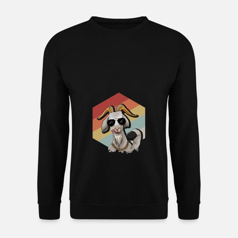 Coole Retro Ziege mit Sonnenbrille - Unisex Pullover - Schwarz