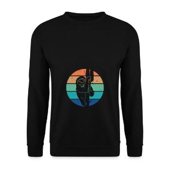 Cute Retro Vintage Sloth - Unisex Sweatshirt - black - Front - Alina (178cm) & Michal (187cm)