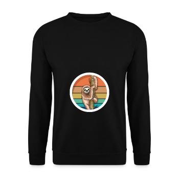 Süßes Retro Vintage Faultier - Unisex Pullover - Schwarz - Vorne - Alina (178cm) & Michal (187cm)