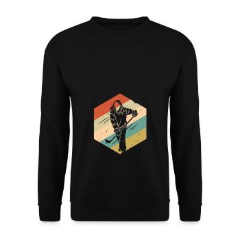 Retro Vintage Hockey sur glace Femmes Filles - Sweat-shirt Unisexe - noir - Devant - Alina (178cm) & Michal (187cm)