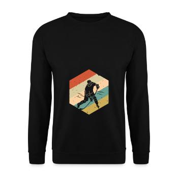 Retro Vintage Hockey sur glace Hommes Garçons - Sweat-shirt Unisexe - noir - Devant - Alina (178cm) & Michal (187cm)