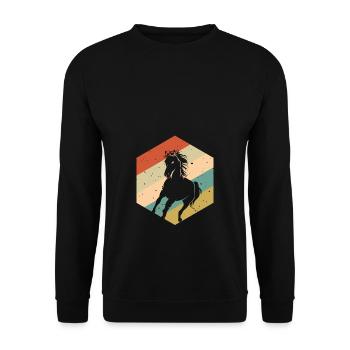 Cheval Vintage Rétro - Sweat-shirt Unisexe - noir - Devant - Alina (178cm) & Michal (187cm)