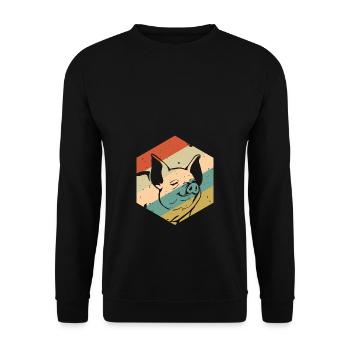 Cochon Vintage Rétro - Sweat-shirt Unisexe - noir - Devant - Alina (178cm) & Michal (187cm)