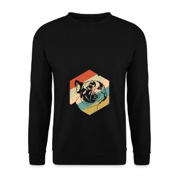 Retro Vintage Mops - Unisex Pullover - Schwarz - Vorne - Alina (178cm) & Michal (187cm)