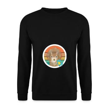 Retro Vintage Squirrel with Flower - Unisex Sweatshirt - black - Front - Alina (178cm) & Michal (187cm)
