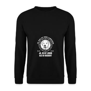 Labrador ist lieber als er aussieht - Unisex Pullover - Schwarz - Vorne - Alina (178cm) & Michal (187cm)