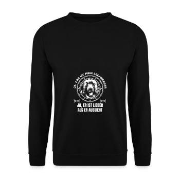 Mein Leonberger ist lieber als er aussieht - Unisex Pullover - Schwarz - Vorne - Alina (178cm) & Michal (187cm)