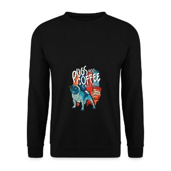 Funny Pug Dog Head Dog - Unisex Sweatshirt - black - Front - Alina (178cm) & Michal (187cm)