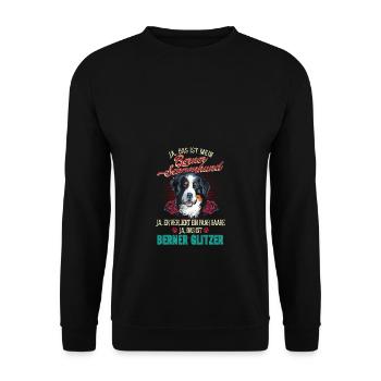 Berner Sennenhund Glitzer Haare - Unisex Pullover - Schwarz - Vorne - Alina (178cm) & Michal (187cm)