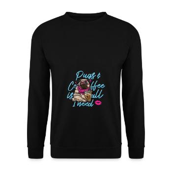 Funny pug dog head dog - Unisex Sweatshirt - black - Front - Alina (178cm) & Michal (187cm)