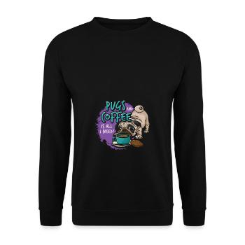 Funny pug dog head dog - Unisex Sweatshirt - black - Front - Alina (178cm) & Michal (187cm)