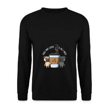 Funny Pug Dog Head Dog - Unisex Sweatshirt - black - Front - Alina (178cm) & Michal (187cm)